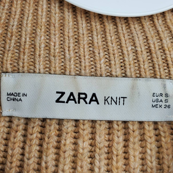 Zara Tan Ribbed Crew Neck Sweater - Picture 3 of 5